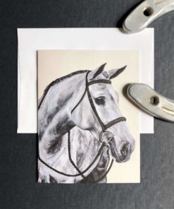 Single Dappled Grey Equine Greeting Cards by Carolyn Nikolai