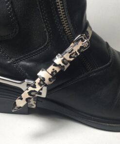 Leather Cheetah Print Spur Straps for equestrians.