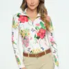 White and Floral Print Equestrian Sunshirt.