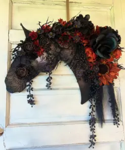 Friesian Halloween Autumn Horse Head Wreath by All Designs Equine