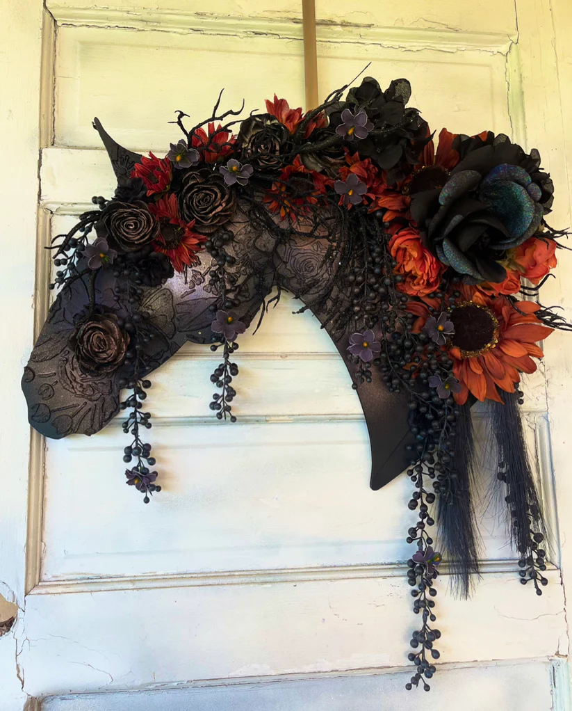 Friesian Halloween Autumn Horse Head Wreath by All Designs Equine
