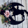 Jumping Horse Wreath with Botanical Crescent Moon by All Designs Equine